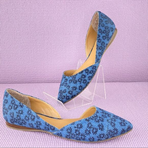 Tommy Hilfiger Naria 3 Floral Denim D’Orsay Ballet Flats Blue 6 - Picture 1 of 11